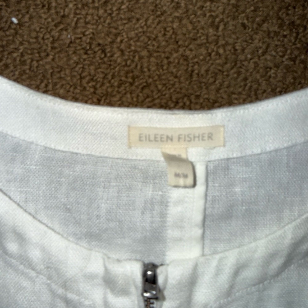 Eileen Fisher White Linen Oversized Jacket Medium - Picture 4 of 6